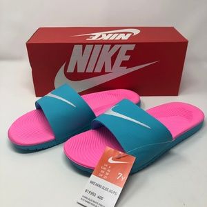 Nike Kids' Kawa Slide(Gs/Ps)-Gamma Blue/White-Pink Sandals NEW in BOX FAST SHIP!